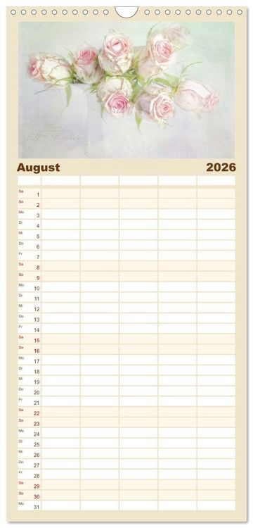 Produktbild: Familienplaner 2026 - Vintage Flowers mit 5 Spalten (Wandkalender, 21 x 45 cm) CALVENDO