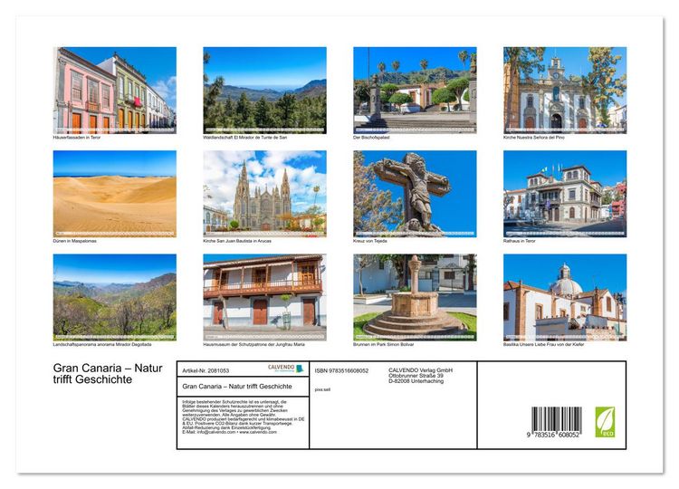 Produktbild: Gran Canaria &ndash; Natur trifft Geschichte (hochwertiger Premium Wandkalender 2026 DIN A2 quer), Kunstdruck in Hochglanz