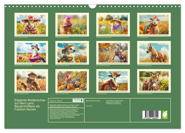 Produktbild: Elegante Modenschau auf dem Land. Bauernhoftiere als Fashion-Ikonen (Wandkalender 2026 DIN A3 quer), CALVENDO Monatskalender