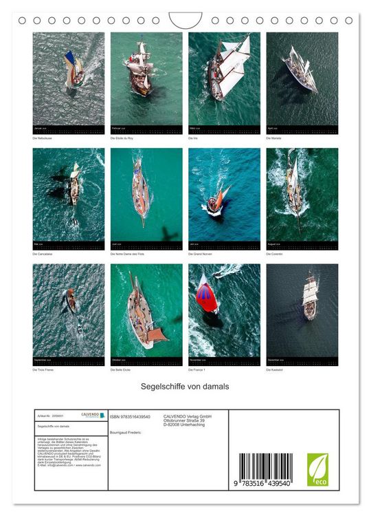 Produktbild: Segelschiffe von damals (Wandkalender 2026 DIN A4 hoch), CALVENDO Monatskalender