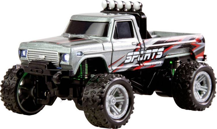 Produktbild: Amewi Grau Brushed 1:64 RC Modellauto Elektro Monstertruck Heckantrieb (2WD) RtR 2,4 GHz inkl. Akku und Ladekabel, mit Lichteffekt