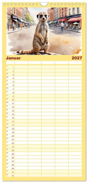 Produktbild: Familienplaner 2027 - Erdm&auml;nnchen in New York City mit 5 Spalten (Wandkalender, 21 x 45 cm) CALVENDO