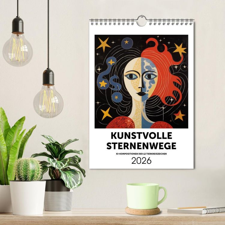 Produktbild: Kunstvolle Sternenwege: KI-Kompositionen der 12 Tierkreiszeichen (Wandkalender 2026 DIN A4 hoch), CALVENDO Monatskalender