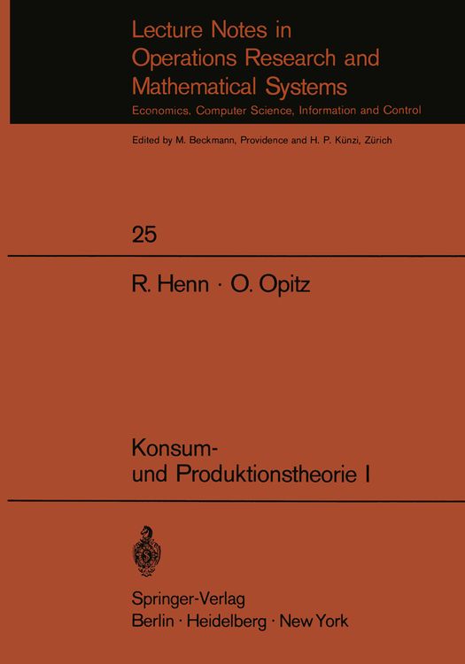 Bild vom Artikel Konsum- und Produktionstheorie I vom Autor R. Henn