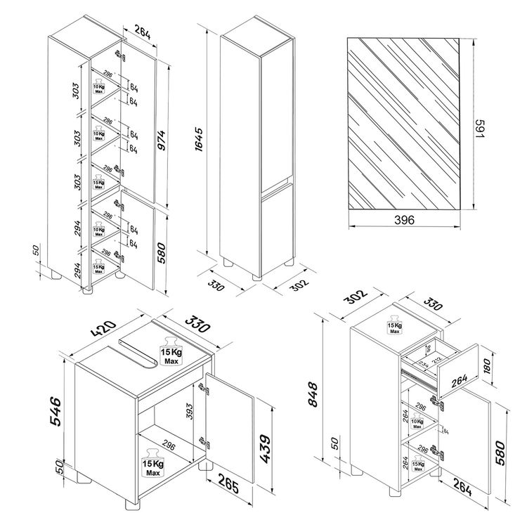 Produktbild: 4-tlg. Badm&ouml;bel Set Komplett Badschrank Cosila M