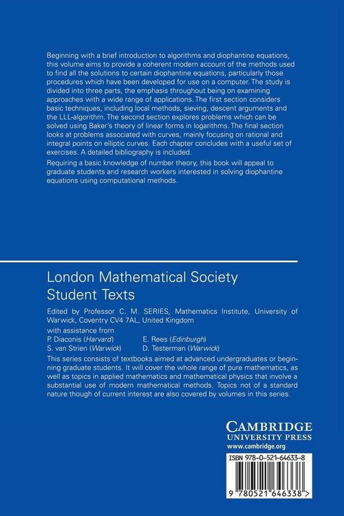 Produktbild: The Algorithmic Resolution of Diophantine Equations
