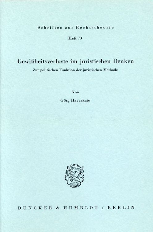 Produktbild: Gewi&szlig;heitsverluste im juristischen Denken.