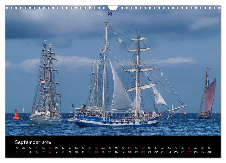 Produktbild: Windjammer vor Warnem&uuml;nde (Wandkalender 2026 DIN A3 quer), CALVENDO Monatskalender