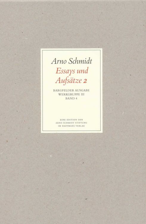 Produktbild: Bargfelder Ausgabe. Werkgruppe III: Essays und Biographisches