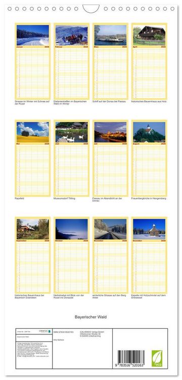 Produktbild: Familienplaner 2026 - Bayerischer Wald mit 5 Spalten (Wandkalender, 21 x 45 cm) CALVENDO