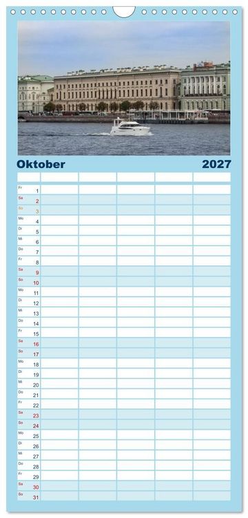 Produktbild: Familienplaner 2027 - Sankt Petersburg - "Venedig des Nordens" mit 5 Spalten (Wandkalender, 21 x 45 cm) CALVENDO