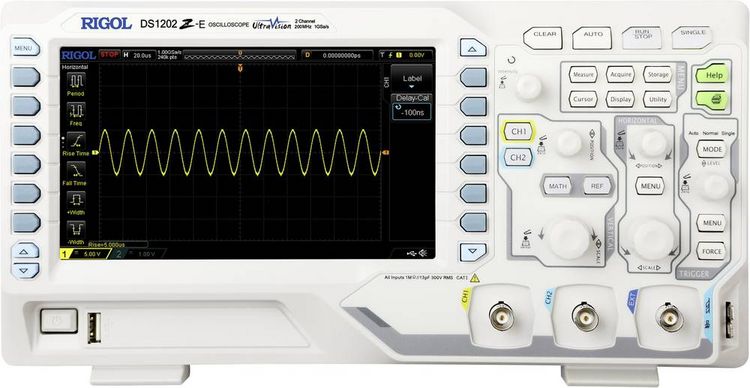 Produktbild: Rigol DS1202Z-E Digital-Oszilloskop 200MHz 2-Kanal 1 GSa/s 24 Mpts 8 Bit 1St.