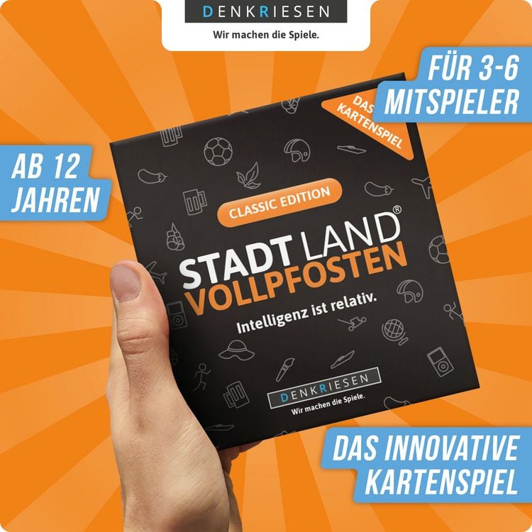 Produktbild: DENKRIESEN - STADT LAND VOLLPFOSTEN&reg; &ndash; Das Kartenspiel &ndash; CLASSIC EDITION "Intelligenz ist relativ"