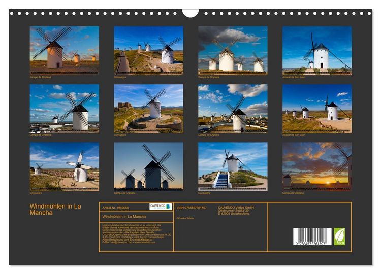 Produktbild: Windm&uuml;hlen in La Mancha (Wandkalender 2026 DIN A3 quer), CALVENDO Monatskalender