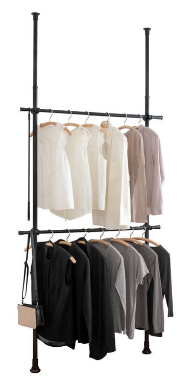 Produktbild: Teleskop-Garderobensystem Mod. Herkules Basic Schwarz, aus pulverbeschichtetem Stahl