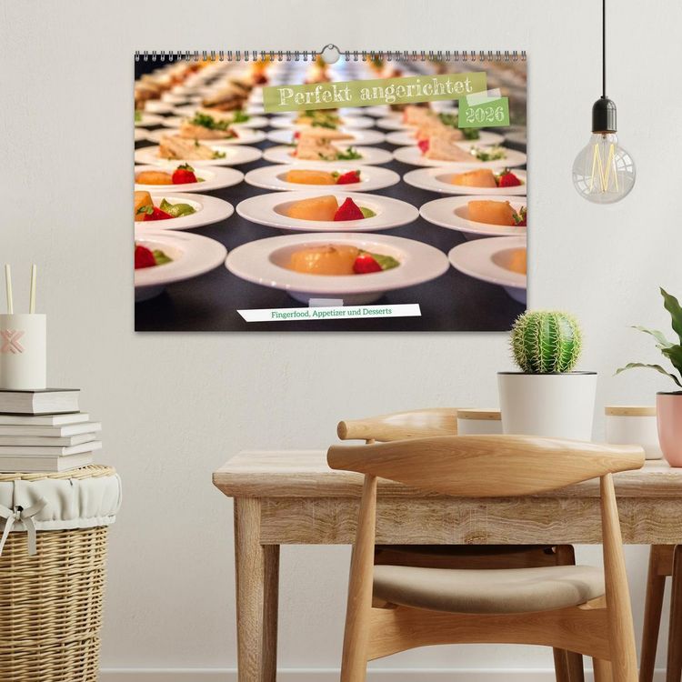 Produktbild: Perfekt angerichtet - Fingerfood, Appetizer und Desserts (Wandkalender 2026 DIN A3 quer), CALVENDO Monatskalender