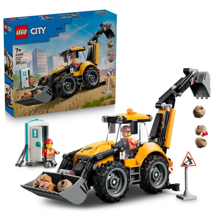 Produktbild: LEGO City 60480 Gelber Baggerlader, Baufahrzeug mit wirklichkeitsgetreuen Funktionen