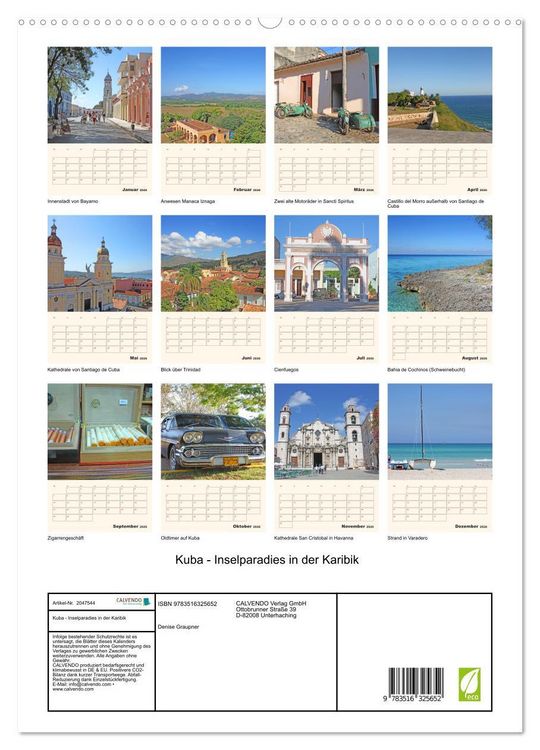 Produktbild: Kuba - Inselparadies in der Karibik (hochwertiger Premium Wandkalender 2026 DIN A2 hoch), Kunstdruck in Hochglanz