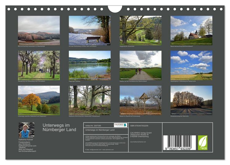 Produktbild: Unterwegs im N&uuml;rnberger Land (Wandkalender 2026 DIN A4 quer), CALVENDO Monatskalender