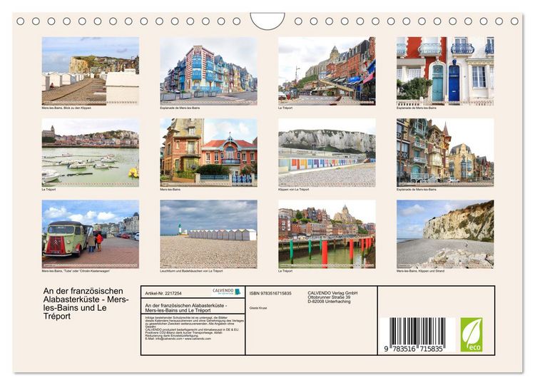 Produktbild: An der franz&ouml;sischen Alabasterk&uuml;ste - Mers-les-Bains und Le Tr&eacute;port (Wandkalender 2026 DIN A4 quer), CALVENDO Monatskalender