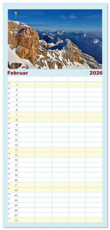 Produktbild: Familienplaner 2026 - Bayerisches Alpenparadies mit 5 Spalten (Wandkalender, 21 x 45 cm) CALVENDO