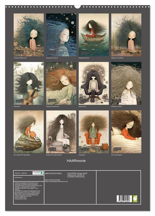 Produktbild: HAARmonie (Wandkalender 2026 DIN A2 hoch), CALVENDO Monatskalender