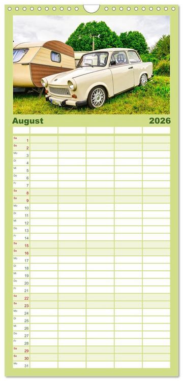Produktbild: Familienplaner 2026 - Trabi-Kult mit 5 Spalten (Wandkalender, 21 x 45 cm) CALVENDO