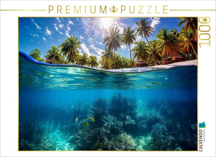 Produktbild: CALVENDO Puzzle Tropisches Paradies mit Palmen und Unterwasser | 1000 Teile Lege-Gr&ouml;&szlig;e 64x48cm Foto-Puzzle f&uuml;r gl&uuml;ckliche Stunden