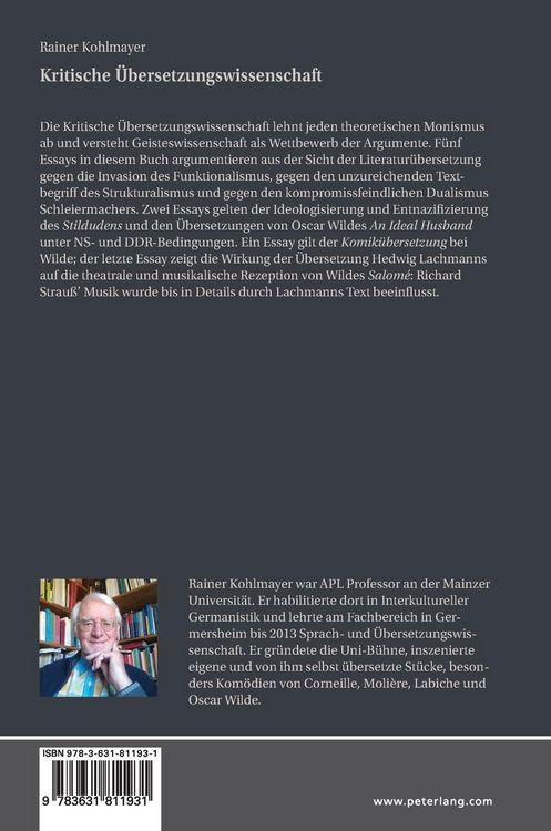 Produktbild: Kritische &Uuml;bersetzungswissenschaft