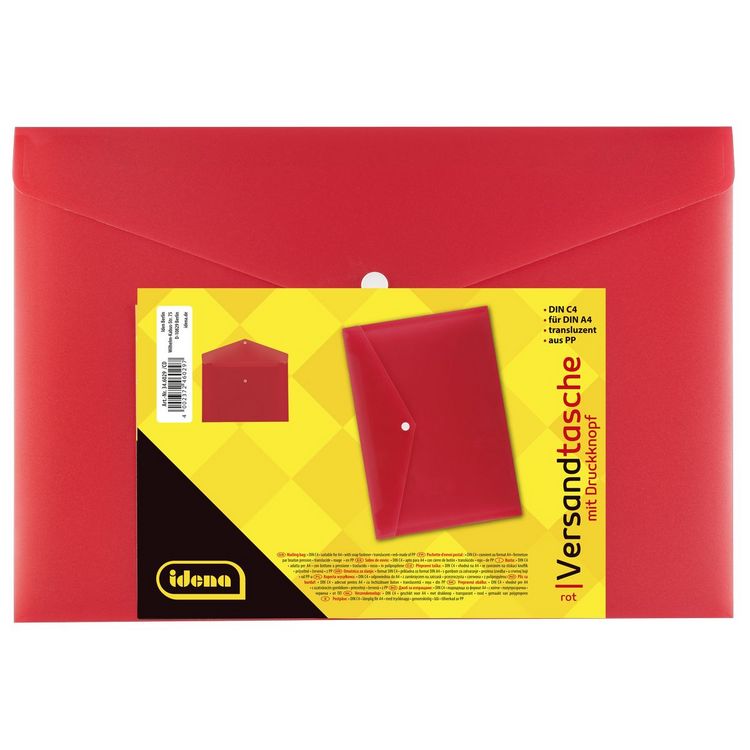 Produktbild: Idena Versandtasche PP transluzent rot DIN C4