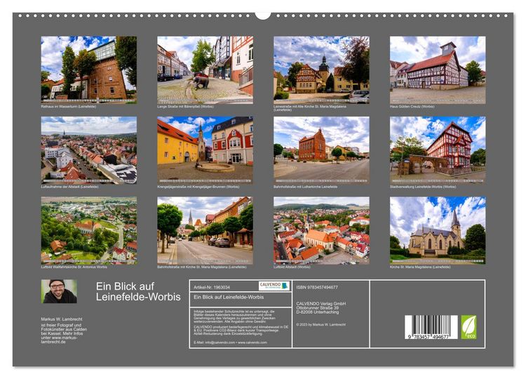 Produktbild: Ein Blick auf Leinefelde-Worbis (hochwertiger Premium Wandkalender 2026 DIN A2 quer), Kunstdruck in Hochglanz