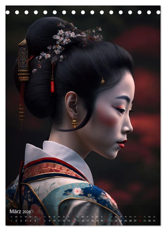 Produktbild: Wundersch&ouml;ne Portraits Japanischer Geishas (Tischkalender 2026 DIN A5 hoch), CALVENDO Monatskalender