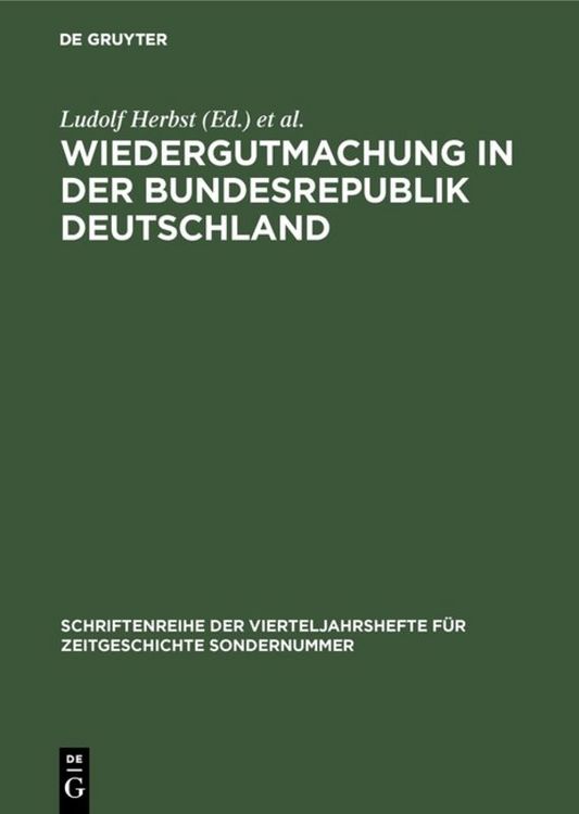 Produktbild: Wiedergutmachung in der Bundesrepublik Deutschland