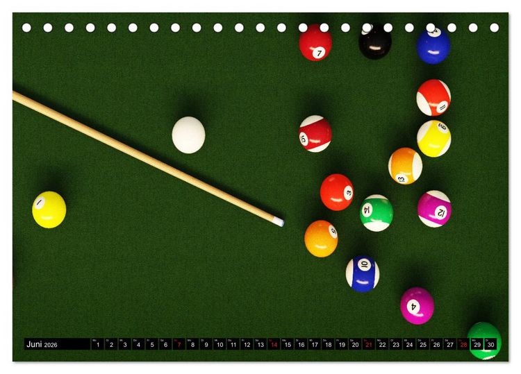 Produktbild: Billard. Konzentration - Sport - Spannung (Tischkalender 2026 DIN A5 quer), CALVENDO Monatskalender