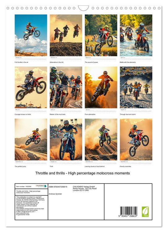 Produktbild: Throttle and thrills - High percentage motocross moments (Wall Calendar 2026 DIN A3 portrait), CALVENDO 12 Month Wall Calendar
