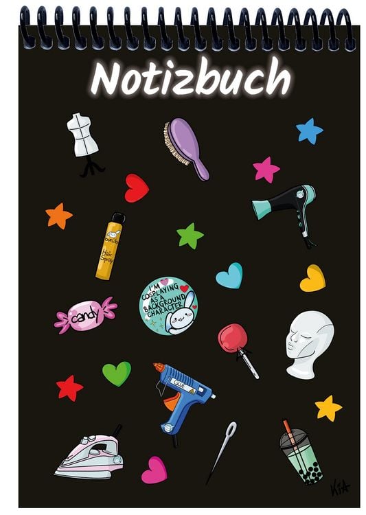 Produktbild: A 5 Notizblock Manga Items, schwarz, kariert