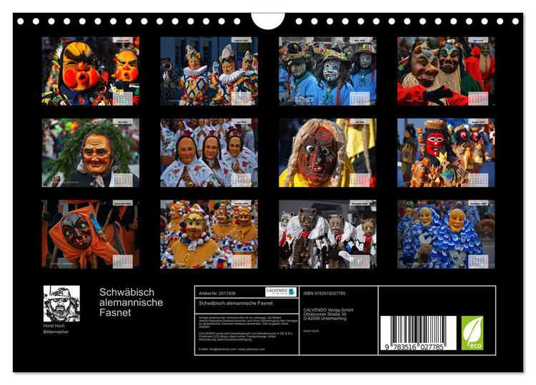 Produktbild: Schw&auml;bisch alemannische Fasnet (Wandkalender 2026 DIN A4 quer), CALVENDO Monatskalender