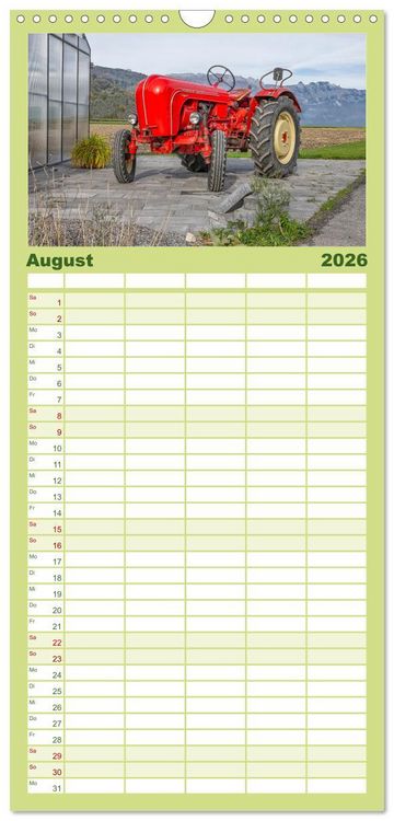 Produktbild: Familienplaner 2026 - Traktoren &ndash; Nostalgie auf dem Bauernhof mit 5 Spalten (Wandkalender, 21 x 45 cm) CALVENDO