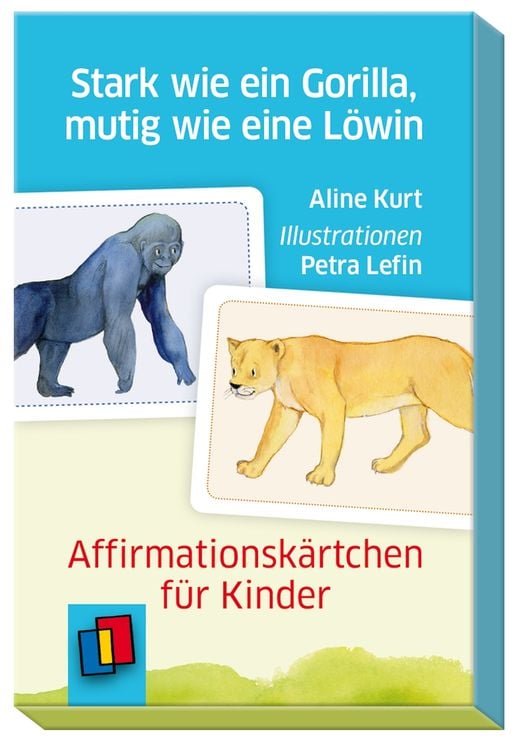 Produktbild: Stark wie ein Gorilla, mutig wie eine Löwin – Affirmationskärtchen für Kinder