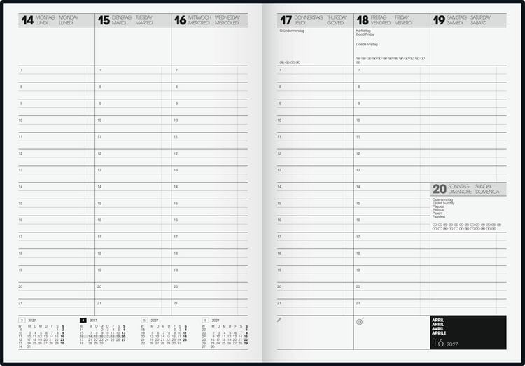 Produktbild: BRUNNEN 1072440907 Buchkalender Premium TimeCenter Mod. 724 2027 A4, Kunststoff, schwarz
