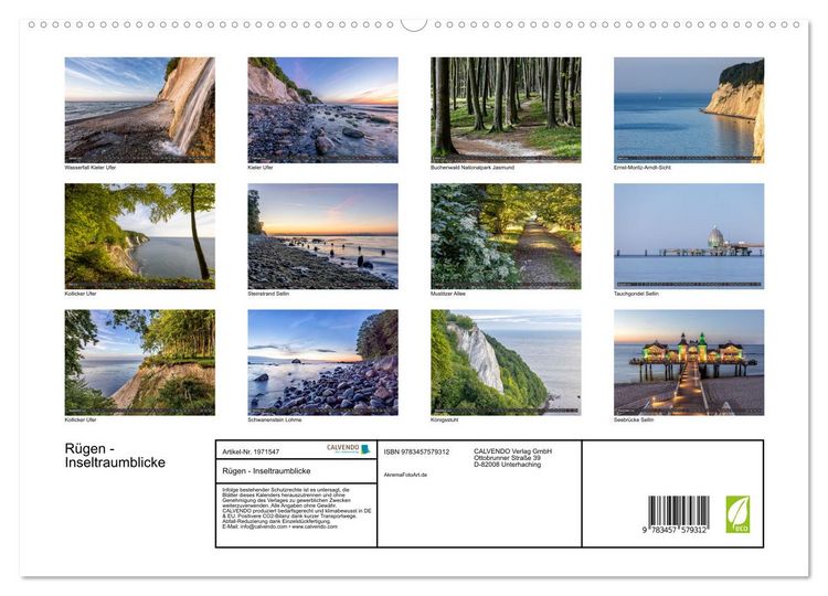 Produktbild: R&uuml;gen - Inseltraumblicke (hochwertiger Premium Wandkalender 2026 DIN A2 quer), Kunstdruck in Hochglanz