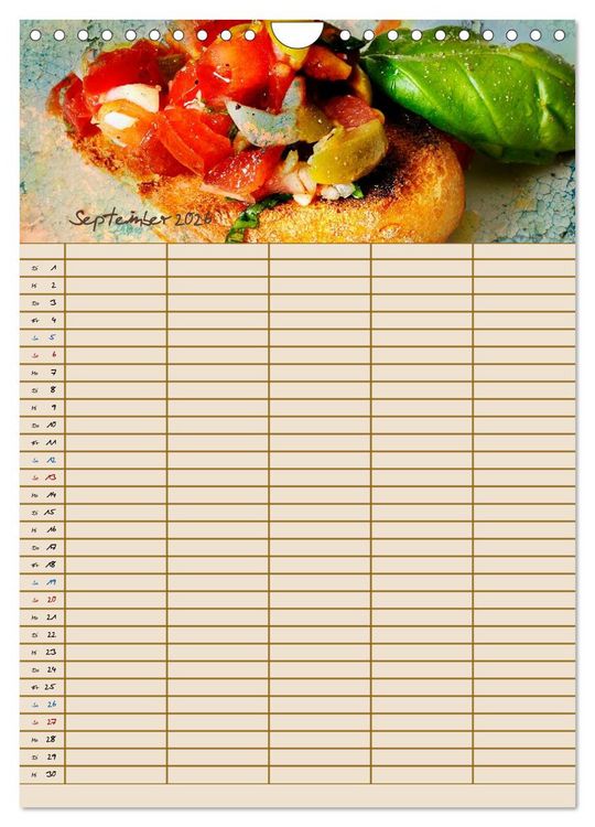 Produktbild: Italienische K&uuml;che mit Familienplaner (Wandkalender 2026 DIN A4 hoch), CALVENDO Monatskalender