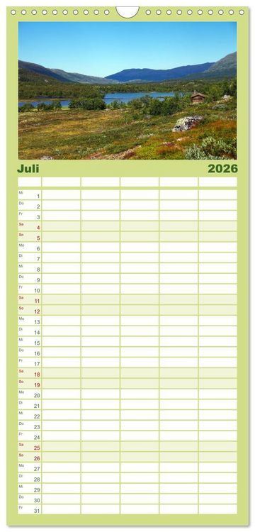 Produktbild: Familienplaner 2026 - Norwegen PUR mit 5 Spalten (Wandkalender, 21 x 45 cm) CALVENDO