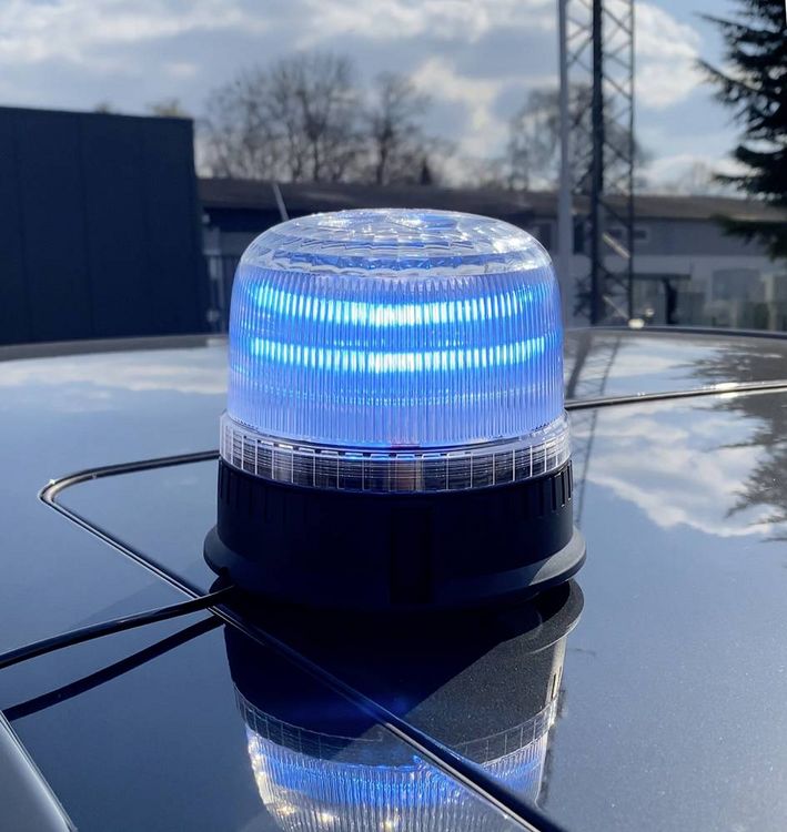 Produktbild: Berger & Schr&ouml;ter Rundumleuchte SM825HCAB 12 V, 24 V mit KFZ-Stecker, &uuml;ber Bordnetz Magnet-Befestigung, Schraubmontage, Saugnapf Blau, Orange