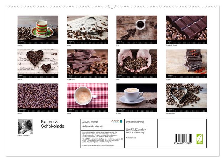 Produktbild: Kaffee & Schokolade (hochwertiger Premium Wandkalender 2026 DIN A2 quer), Kunstdruck in Hochglanz