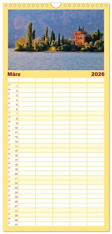 Produktbild: Familienplaner 2026 - Malcesine und Sirmione, Sch&ouml;nheiten am Gardasee mit 5 Spalten (Wandkalender, 21 x 45 cm) CALVENDO