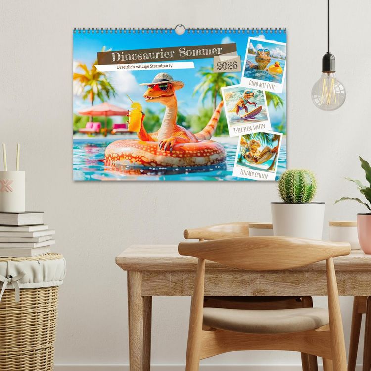 Produktbild: Dinosaurier Sommer - Urzeitlich witzige Strandparty (Wandkalender 2026 DIN A3 quer), CALVENDO Monatskalender