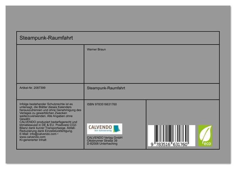Produktbild: Steampunk-Raumfahrt (Tischkalender 2026 DIN A5 quer), CALVENDO Monatskalender