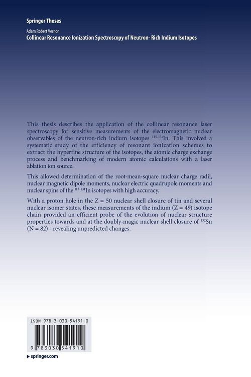 Produktbild: Collinear Resonance Ionization Spectroscopy of Neutron-Rich Indium Isotopes
