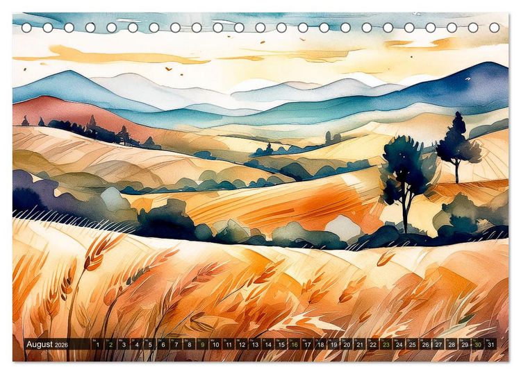 Produktbild: Die Natur in Aquarellbildern (Tischkalender 2026 DIN A5 quer), CALVENDO Monatskalender